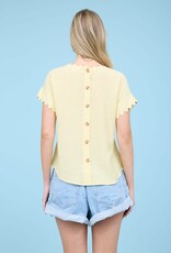 Miss Bliss M&E Scallop Trim Cut-out Short Sleeve Blouse