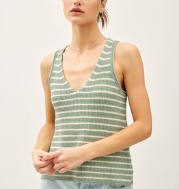 Miss Bliss Dusty Mint Striped Knit Tank