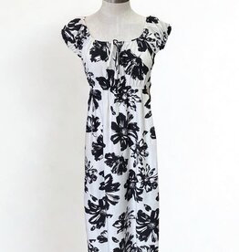 Miss Bliss Tropical B&W Floral Midi Dress