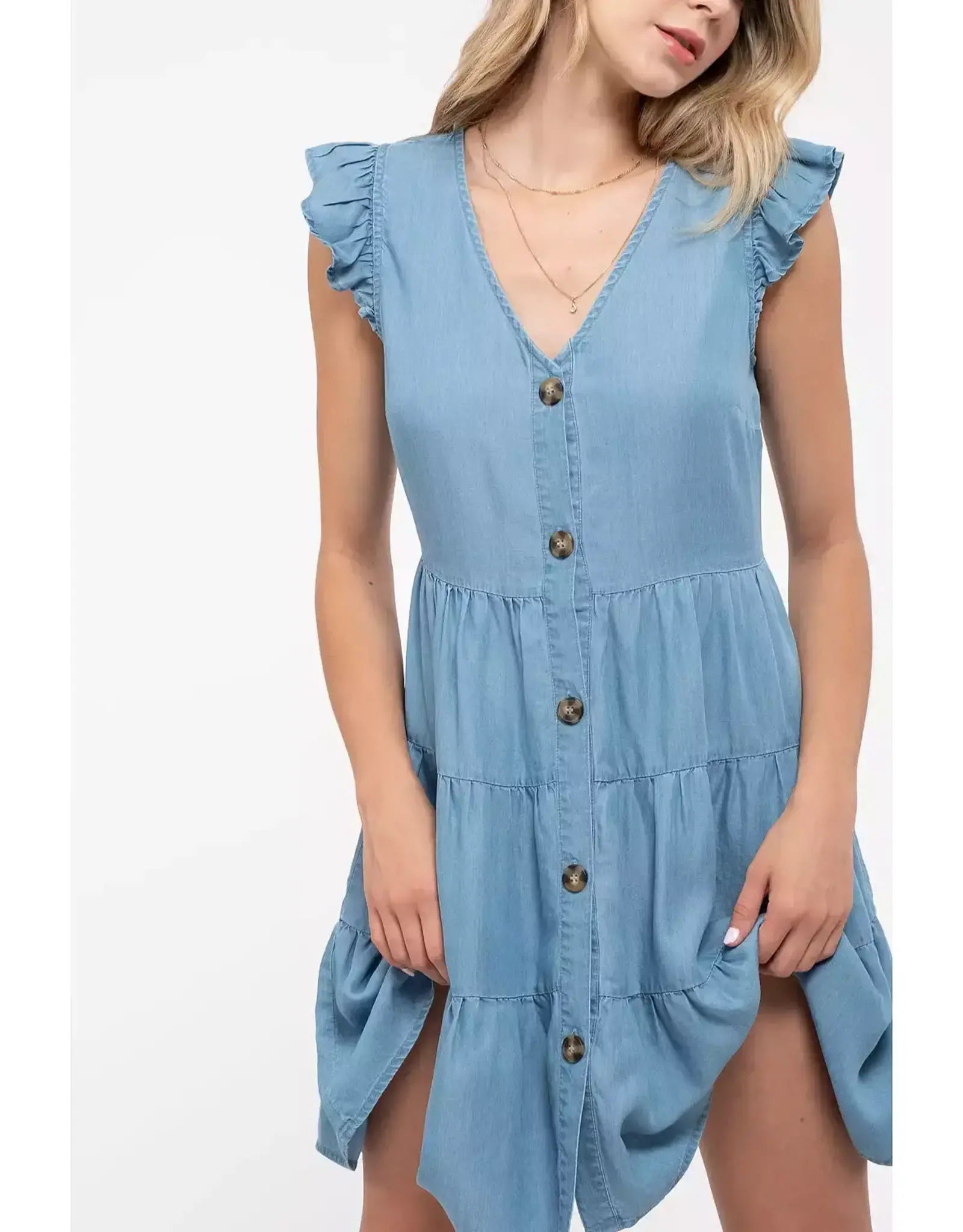 Miss Bliss M&E Chambray Mini Button Down Dress
