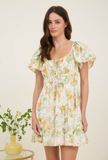 Miss Bliss M&E Floral Scoop Nck Tier Mini Dress-Ivory/Multi