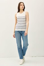 Miss Bliss BC Cotton Slub Striped Knit Tank-Indigo