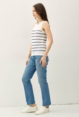 Miss Bliss BC Cotton Slub Striped Knit Tank-Indigo