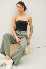Miss Bliss BC Tencel Wide Leg Pants W Pocket & Drawstring-Olive