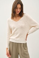 Miss Bliss BC Ls V-neck Cotton Slub Sweater- Natural