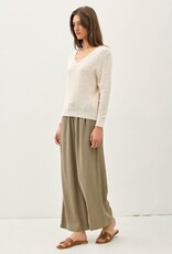 Miss Bliss BC Ls V-neck Cotton Slub Sweater- Natural