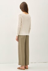Miss Bliss BC Ls V-neck Cotton Slub Sweater- Natural