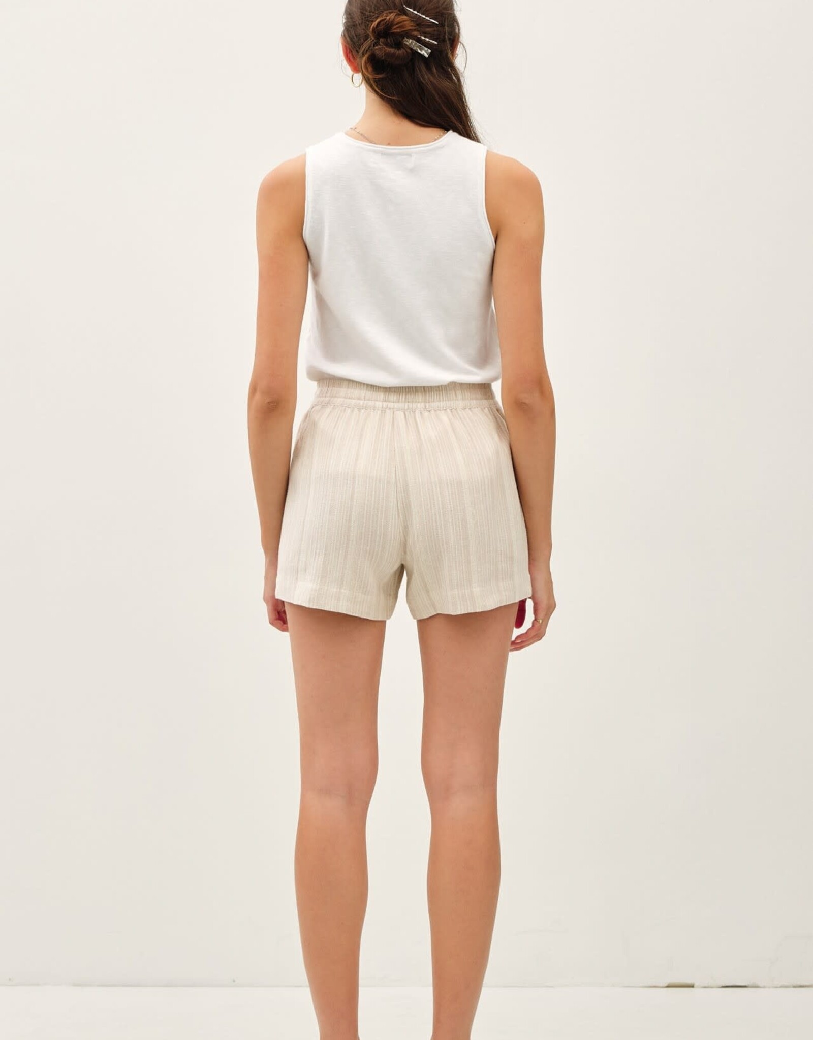 Miss Bliss BC Textured Striped Shorts W  Elastic Waist
