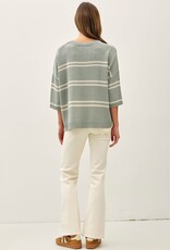 Miss Bliss BC Drop Shoulder Striped Sweater Top-Jade