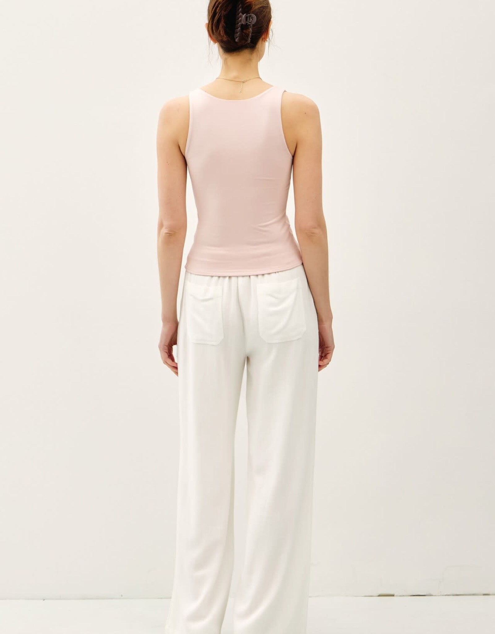 Miss Bliss Soft Core - Basic Full Length Vneck Tank-Blush