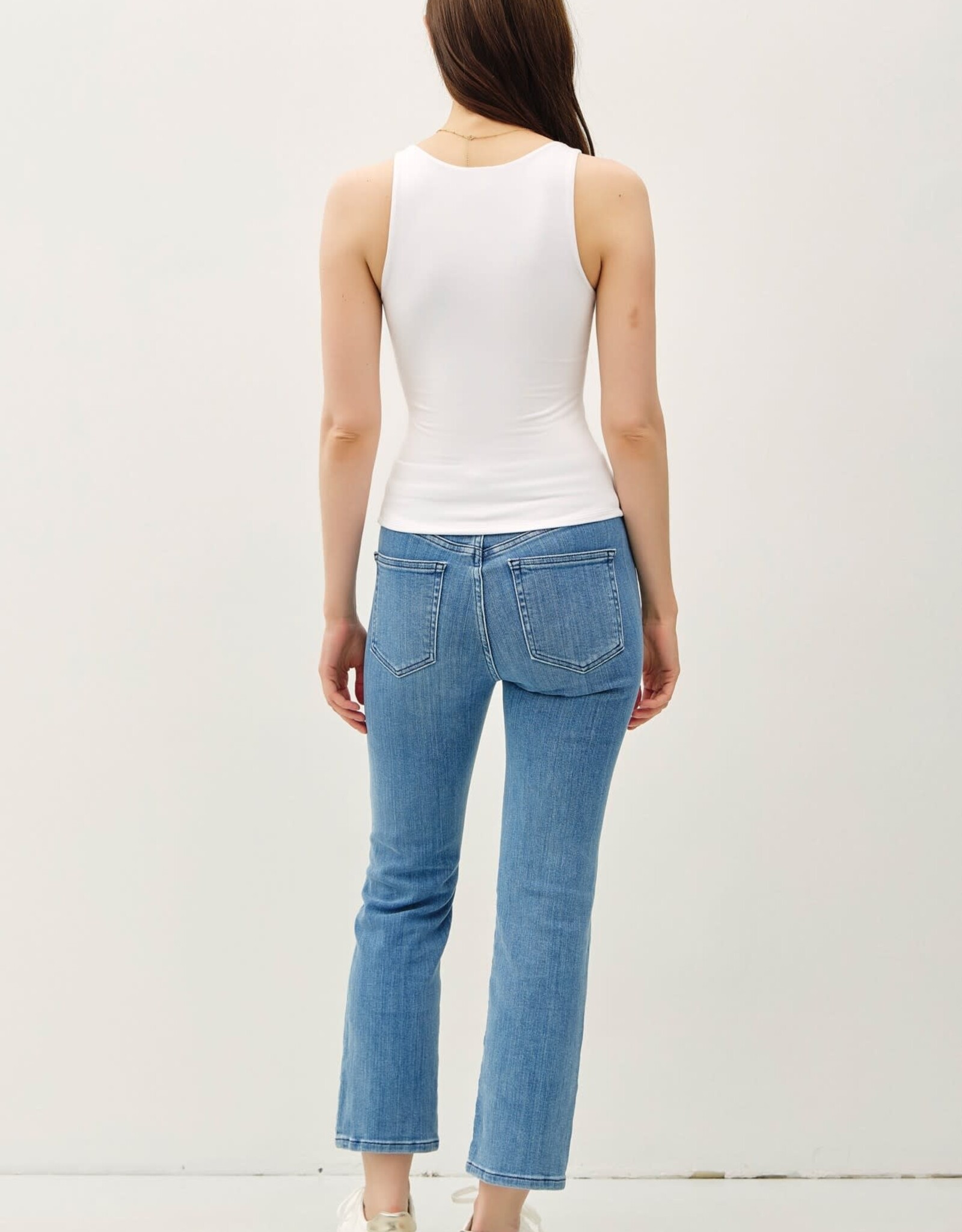 Miss Bliss Soft Core - Basic Full Length Vneck Tank-Off White