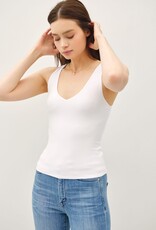Miss Bliss Soft Core - Basic Full Length Vneck Tank-Off White