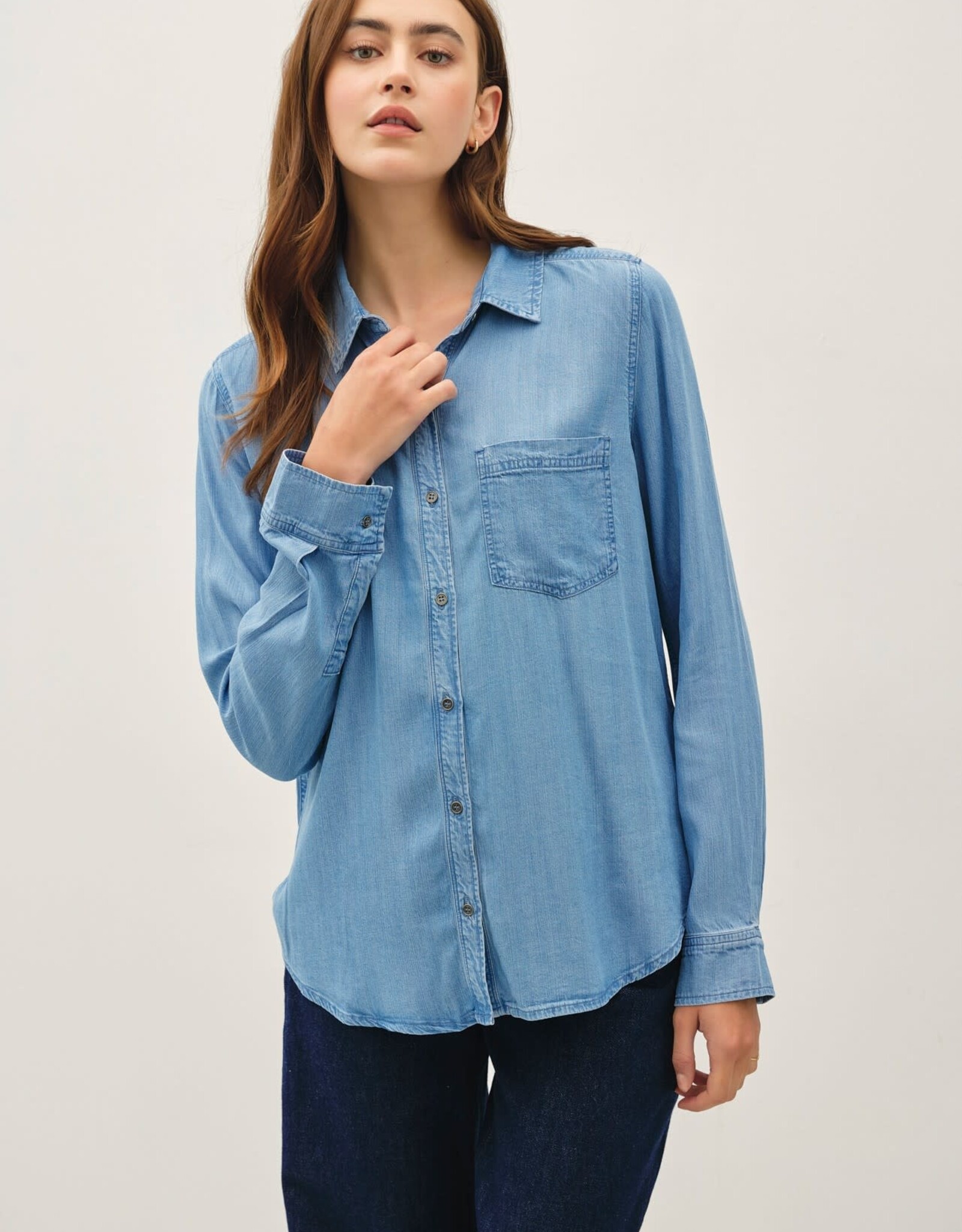Miss Bliss BC Denim Look Longsleeve Tencel Shirt