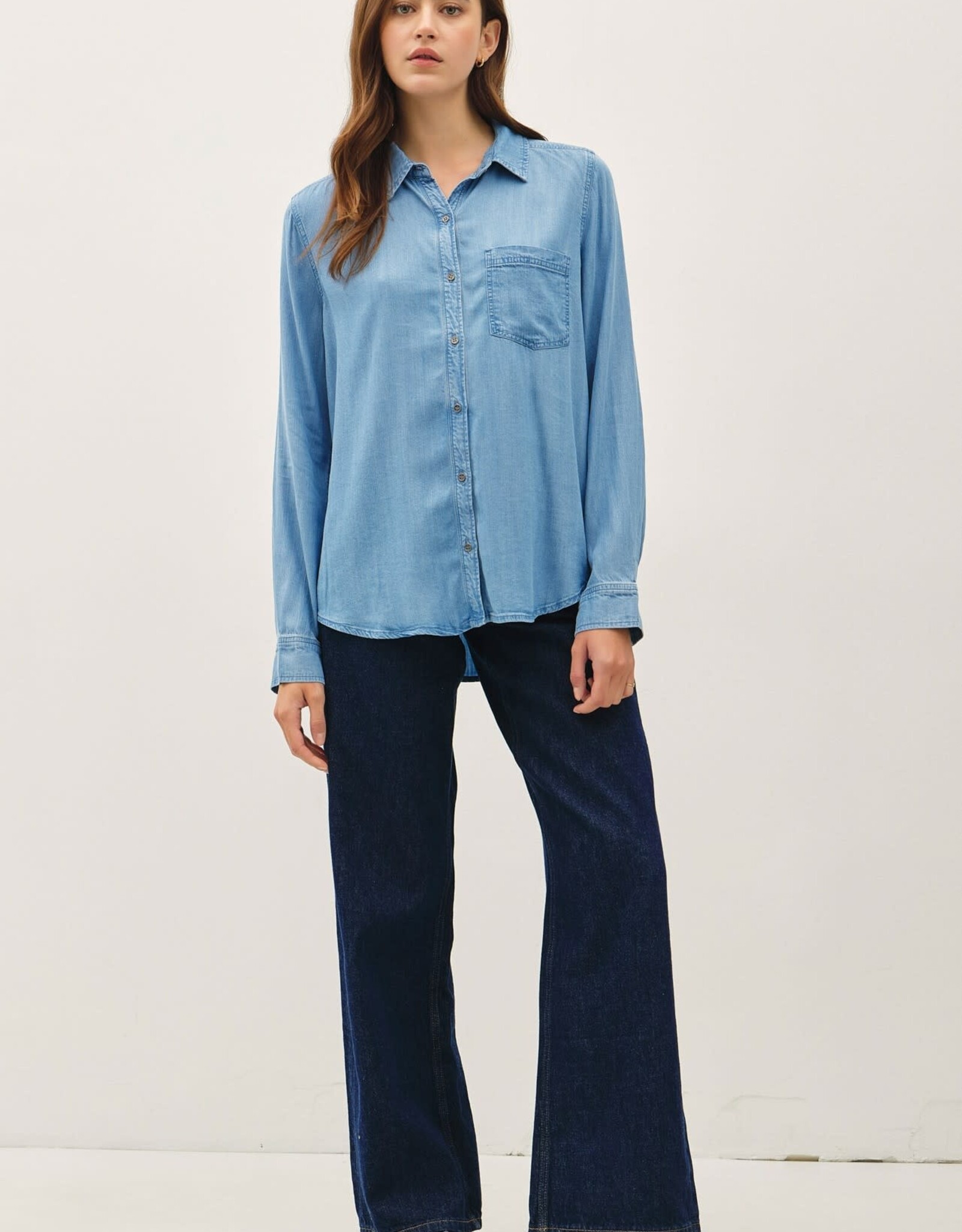 Miss Bliss BC Denim Look Longsleeve Tencel Shirt
