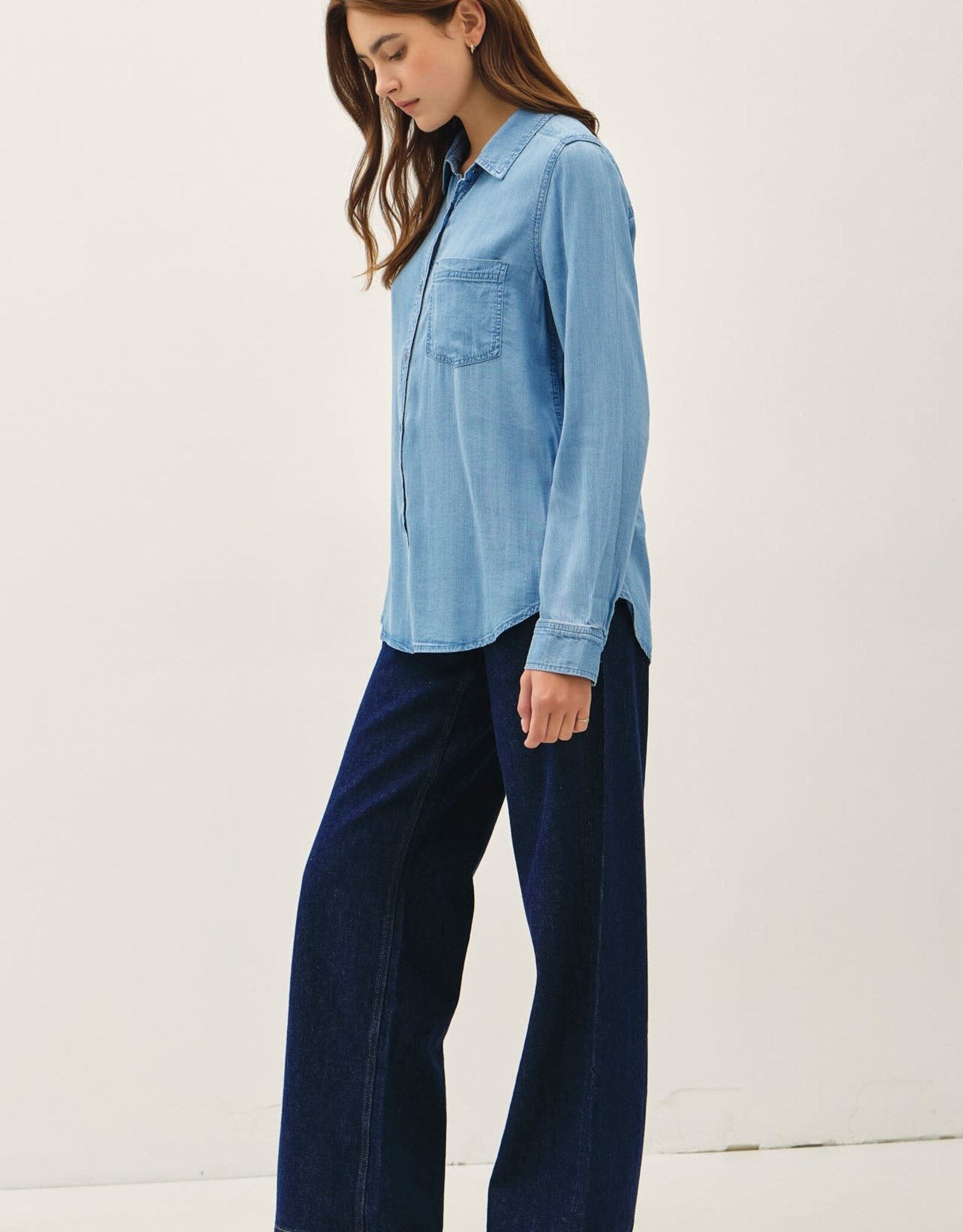 Miss Bliss BC Denim Look Longsleeve Tencel Shirt