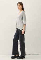 Miss Bliss BC-Vneck Dropped Shoulder Half Slv Sweater-Hgrey