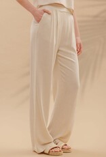 Miss Bliss Blu High Waist Wide Leg Pleated Pants-Oatmeal