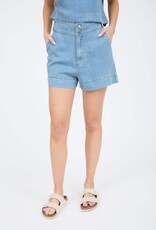 Miss Bliss Blu High Waist Chambray Mini Shorts