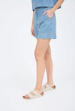 Miss Bliss Blu High Waist Chambray Mini Shorts