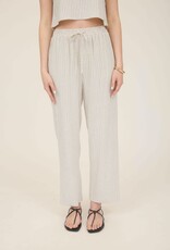 Miss Bliss Blu Pinstripe Drawstring Straight Leg Linen Pants-Natural