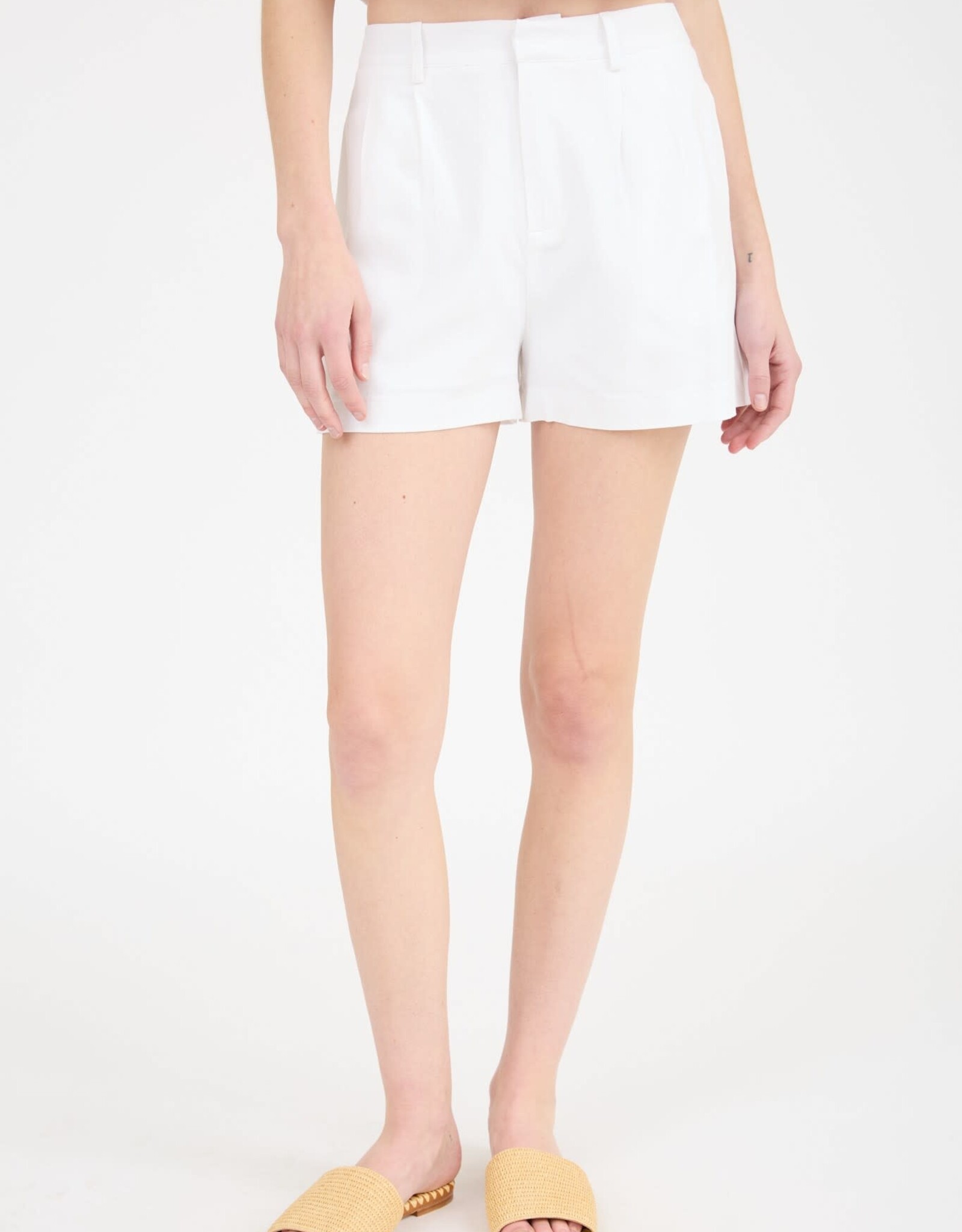 Miss Bliss Blu High Waist Front Pleat Shorts-White