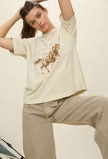 Miss Bliss Blu Rodeo Western Relaxed Short Sleeve T-shirt-Oatmeal/Green