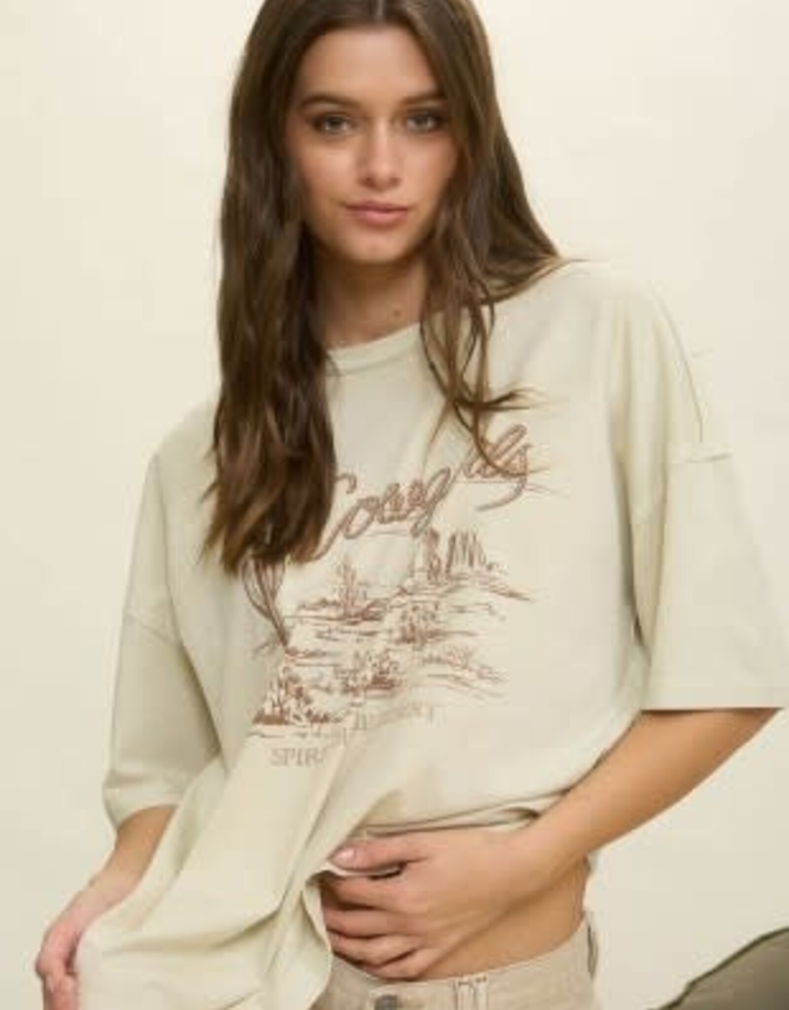 Miss Bliss Blu Cowgirls Relaxed Short Sleeve Knit T-shirt