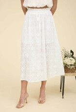 Miss Bliss Blu Eyelet Ruffle Detail Midi Skirt-White