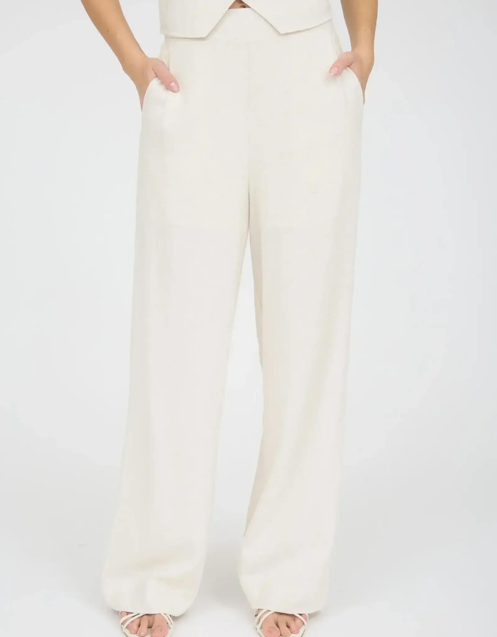 Miss Bliss BC High Waist Wide Leg Linen Pants-Oat
