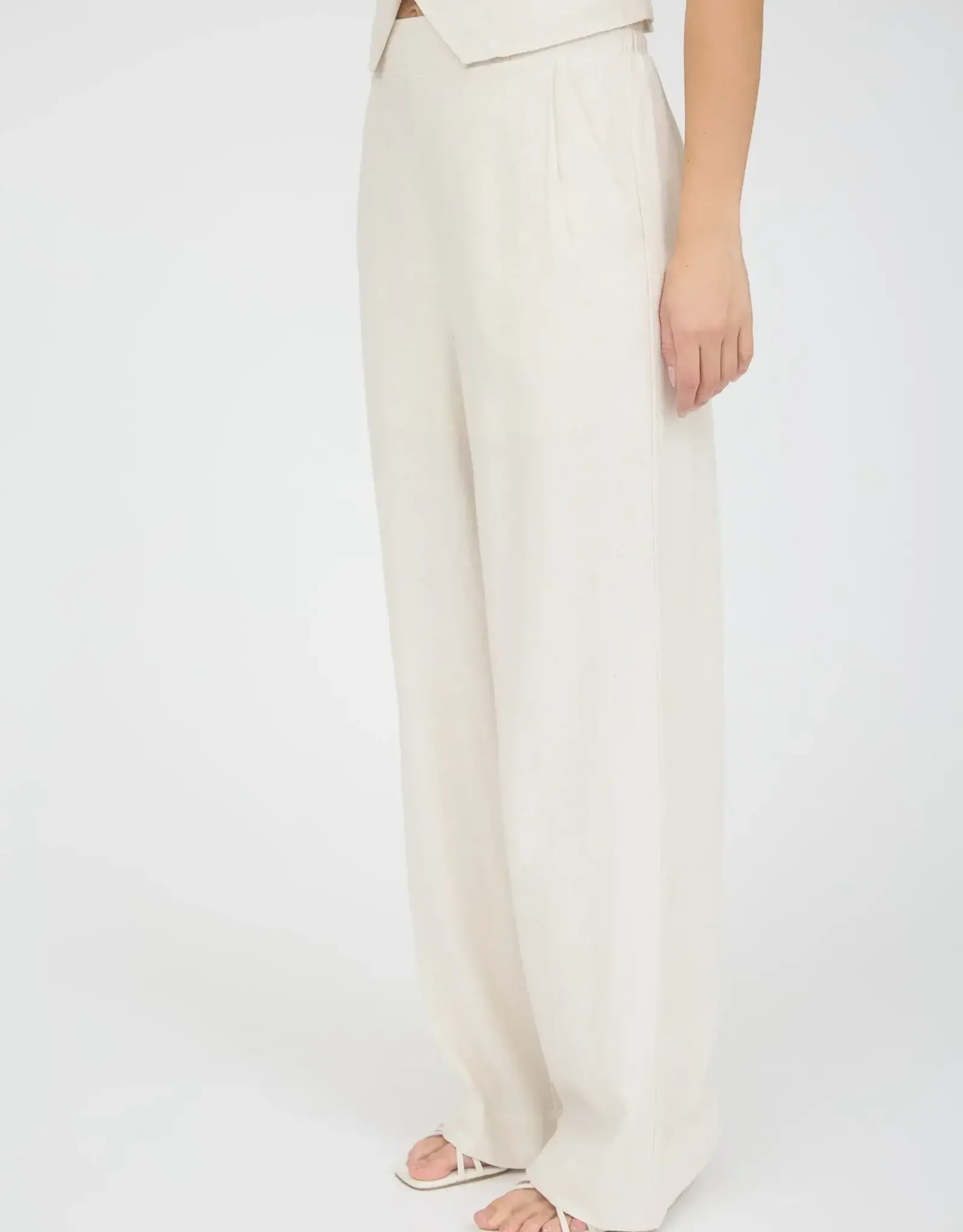 Miss Bliss BC High Waist Wide Leg Linen Pants-Oat