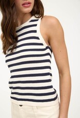 Miss Bliss Blu Stripe Sweater Cropped Tank Top-Ivory/Navy