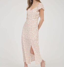 Miss Bliss Ivory Romantic Floral Side Slit Maxi Dress