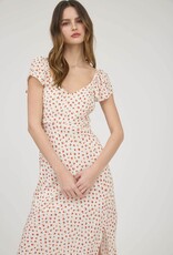 Miss Bliss Blu Short Sleeve Side Slit Floral Midi Dress-Ivory