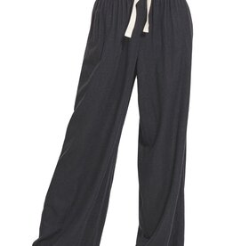 Miss Bliss Linen Blend Drawstring Pants-Black