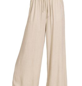 Miss Bliss Wide-Leg Linen Blend Pants -Sand Beige