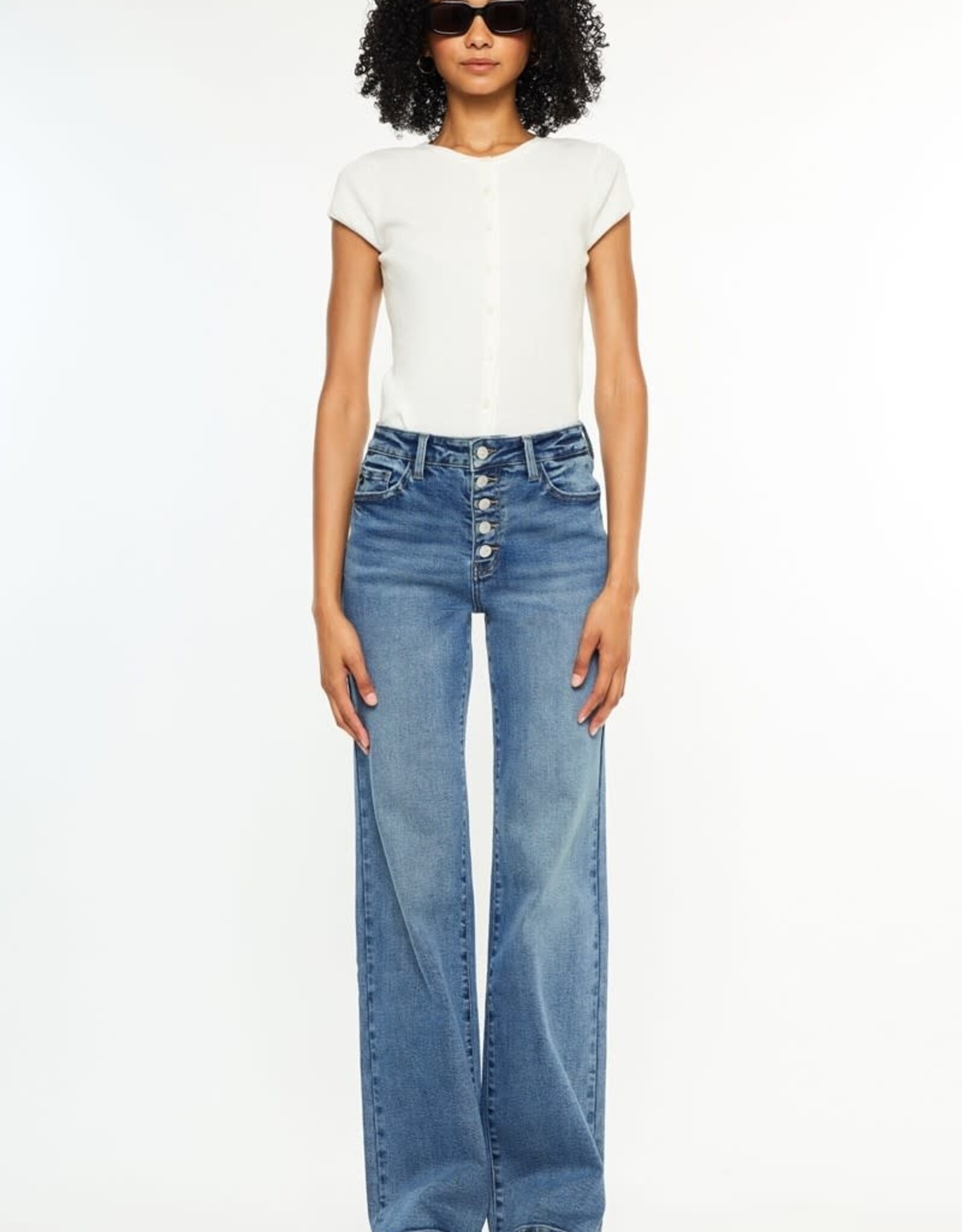 Miss Bliss KanCan High Rise Comfort 90’s Flare Jeans-Med Wash