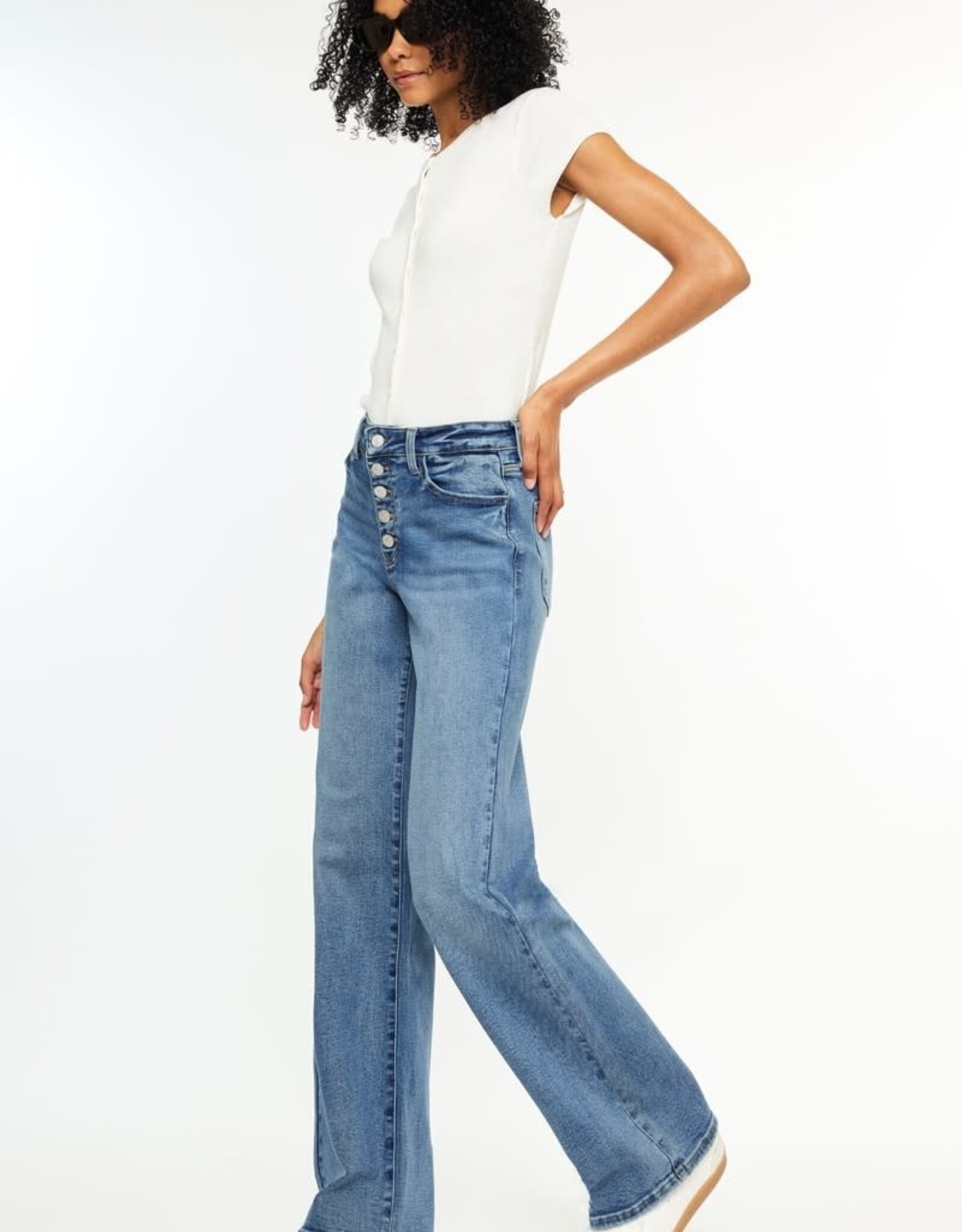 Miss Bliss KanCan High Rise Comfort 90’s Flare Jeans-Med Wash