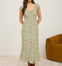 Miss Bliss Olive Reformation Floral Midi Dress