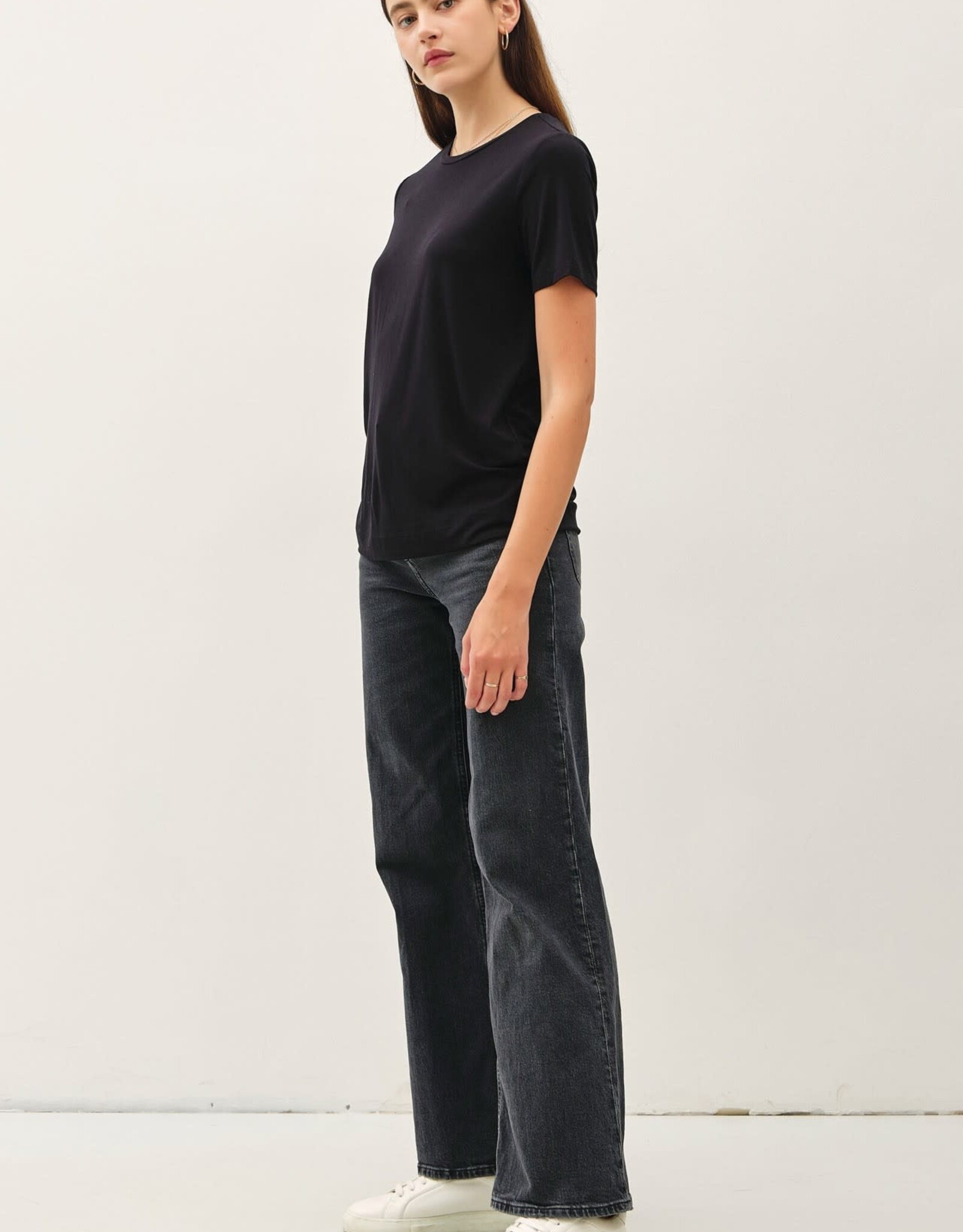 Miss Bliss BC Bamboo/modal Basic Round Neck T Shirt-Black