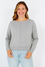 Miss Bliss Dream Front seam Round Neck Pullover- Heather Grey