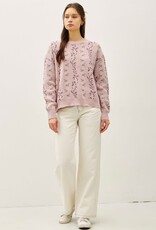 Miss Bliss BC Cozy Floral Jacquard Sweater Top-Blush