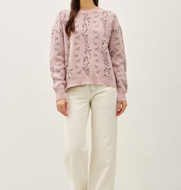 Miss Bliss Mauve Cozy Floral Jacquard Sweater Top