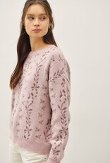 Miss Bliss BC Cozy Floral Jacquard Sweater Top-Blush