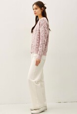 Miss Bliss BC Cozy Floral Jacquard Sweater Top-Blush