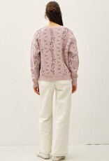Miss Bliss BC Cozy Floral Jacquard Sweater Top-Blush