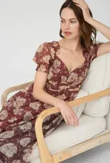 Miss Bliss M&E Floral Sweetheart Neck Back Tie Midi Dress-Burgundy