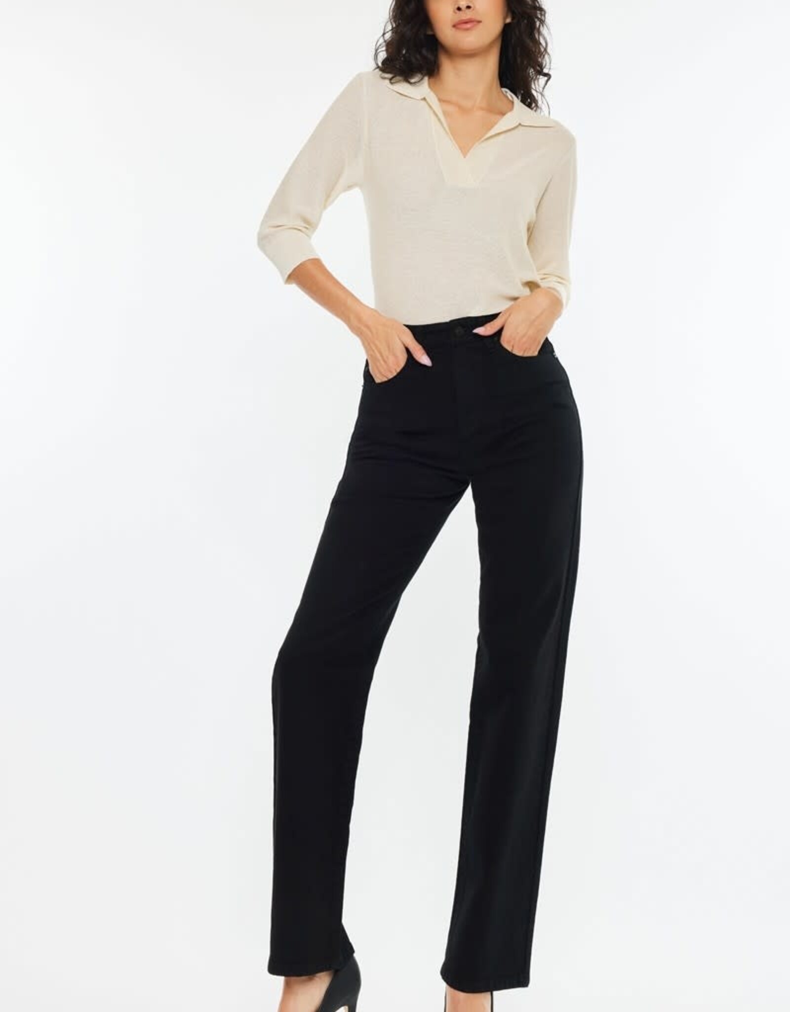 Miss Bliss KC High Rise True Straight Comfort Stretch Jean-Black