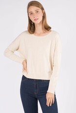 Miss Bliss Dream Front seam Round Neck Pullover- Heather Oatmeal