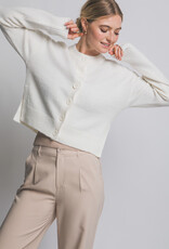 Miss Bliss LT Chunky Crew Neck Cardigan W Buttons-Ivory