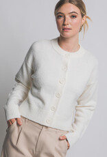 Miss Bliss LT Chunky Crew Neck Cardigan W Buttons-Ivory